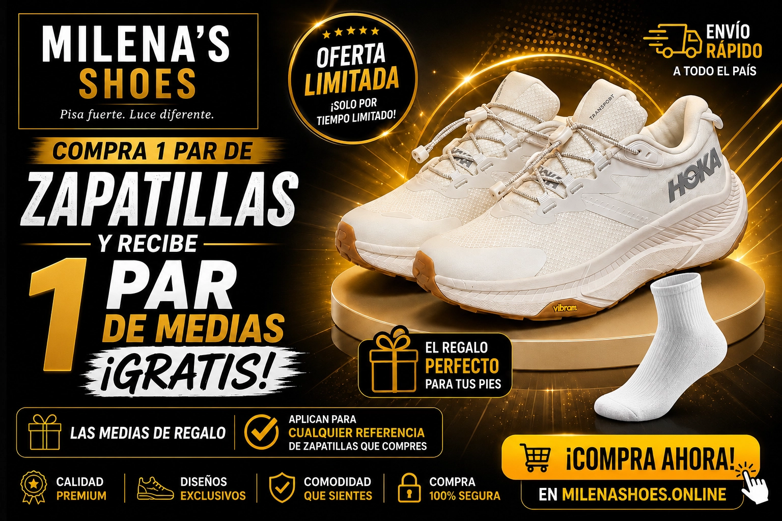 Milena's Shoes — HOKA Transport. Oferta limitada medias gratis.