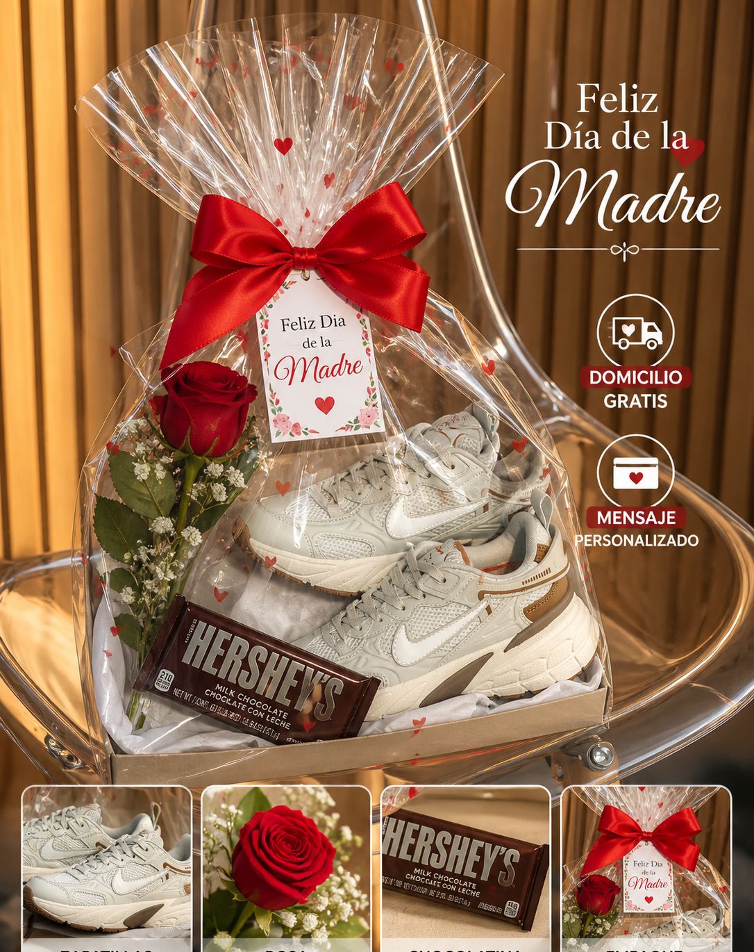 Kit regalo zapatos dulce rosa tarjeta Colombia